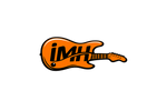 Orange electric guitar logo with 'IMH' branding on a white background