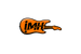Orange electric guitar logo with 'IMH' branding on a white background