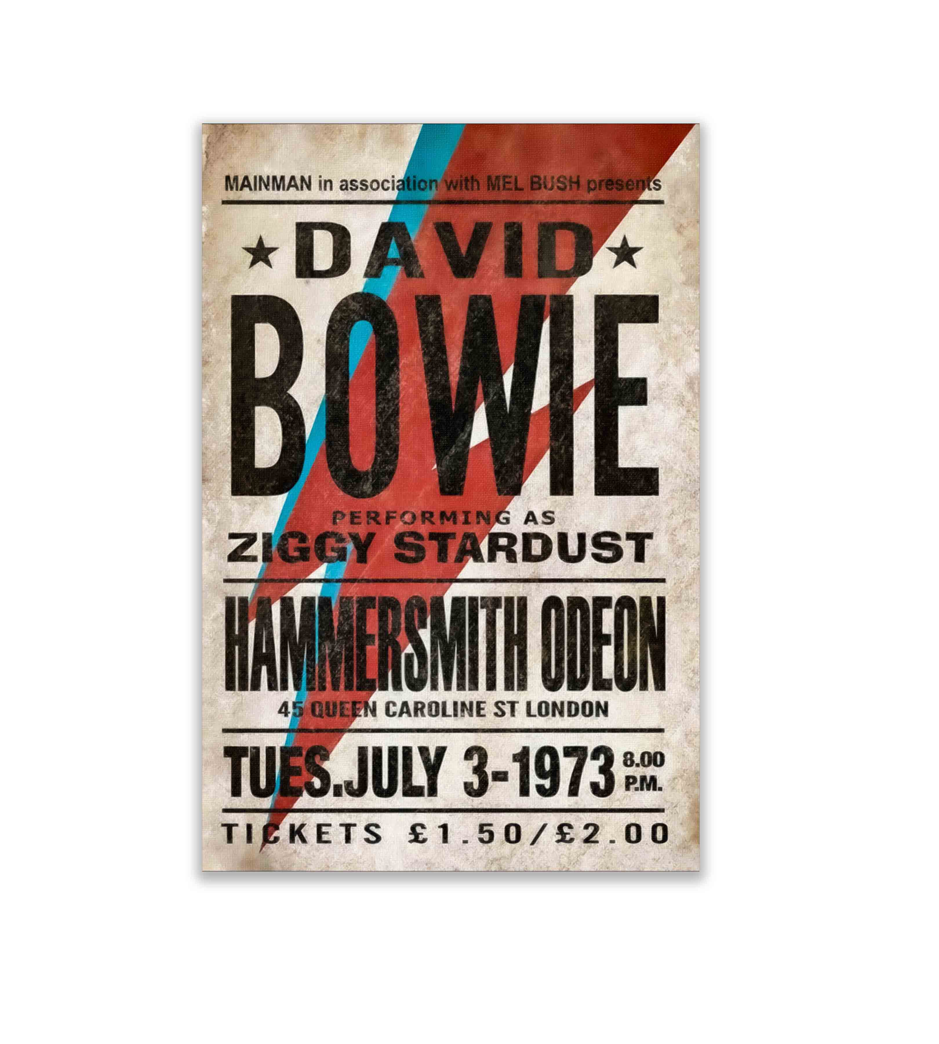 Music Poster David Bowie Hammersmith -Vintage Music Wall Decor