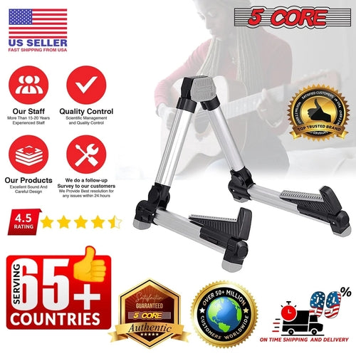 5Core Guitar Stand Floor Adjustable Aluminum a Frame Universal Folding