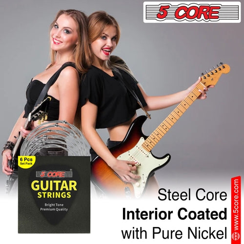 5Core Electric Guitar Strings Nickel 0.009-.042 Gauge w Bright Tone