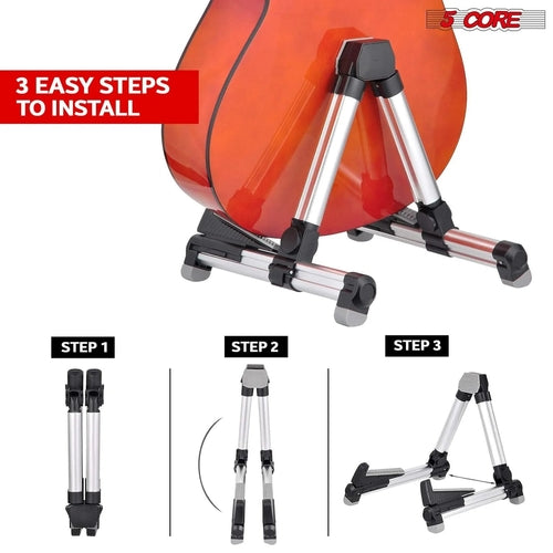 5Core Guitar Stand Floor Adjustable Aluminum a Frame Universal Folding