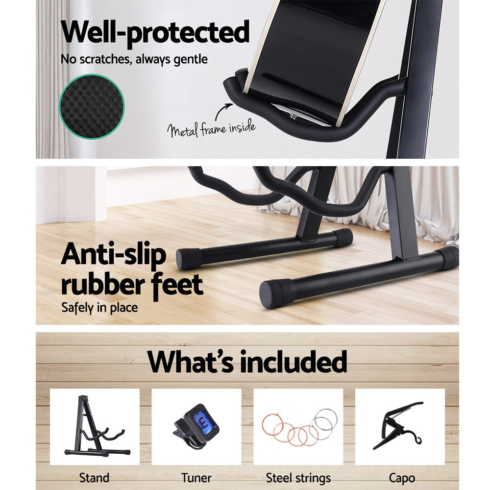NNEDSZ Folding Acoustic Guitar Stand Bass Floor Rack Holder Accessories Pack
