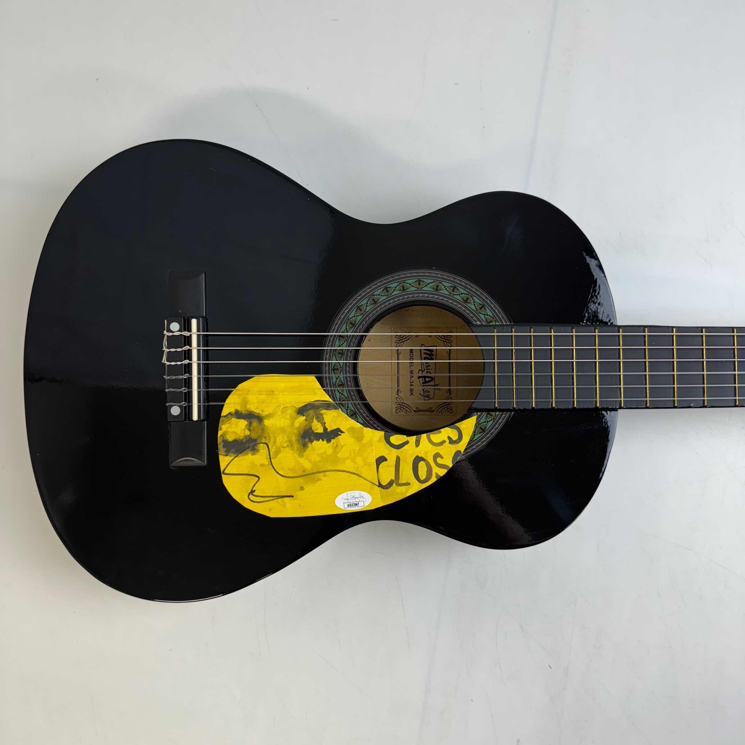 Autographed/Signed Ed Sheeran 39  Black Acoustic Guitar Eyes Closed Music Instrument JSA Holo