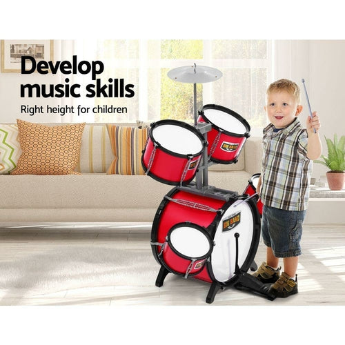 Keezi Kids 7 Drum Set Junior Drums Kit Musical Play Toys Children's