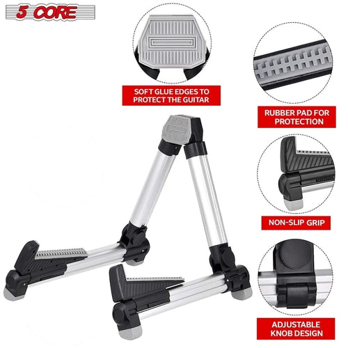 5Core Guitar Stand Floor Adjustable Aluminum a Frame Universal Folding
