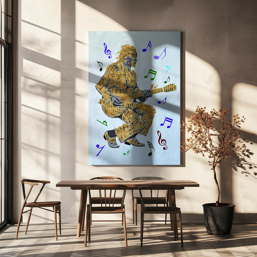 Guitarist Music Notes--Music Poster Canvas Print