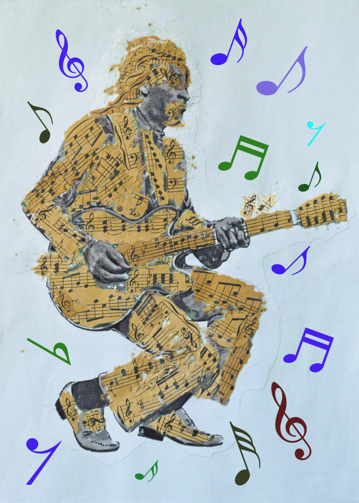Guitarist Music Notes--Music Poster Canvas Print